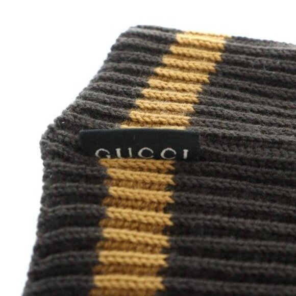 Gucci Beanie Knit Cap Logo Bicolor M Brown GY03 MQ OH main image 8